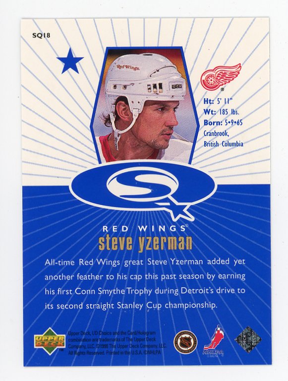 1998-1999 Steve Yzerman Blue Starquest Upper Deck Detroit Red Wings # SQ18