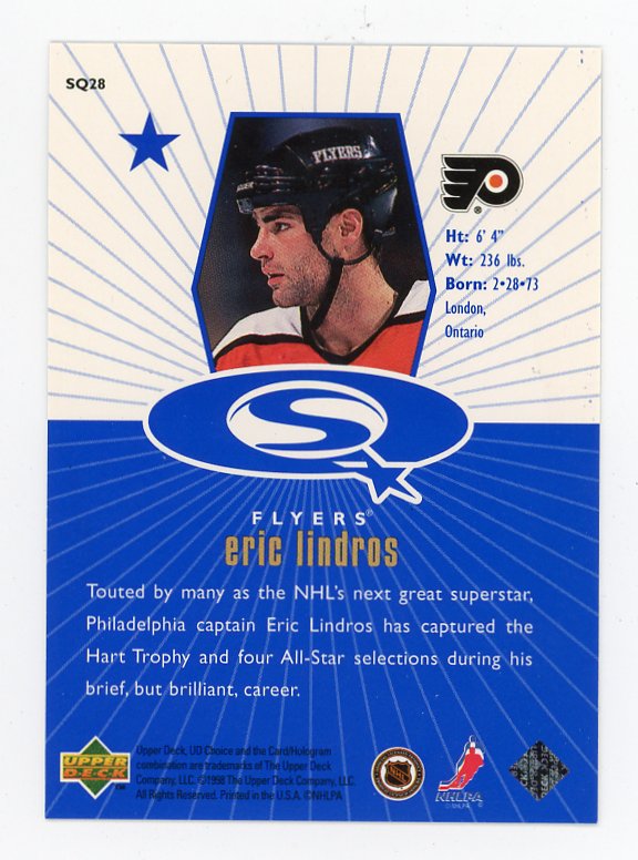 1997-1998 Eric Lindros Starquest Blue Upper Deck Philadelphia Flyers # SQ28
