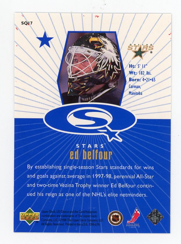 1997-1998 Ed Belfour Starquest Blue Upper Deck Dallas Stars # SQ17
