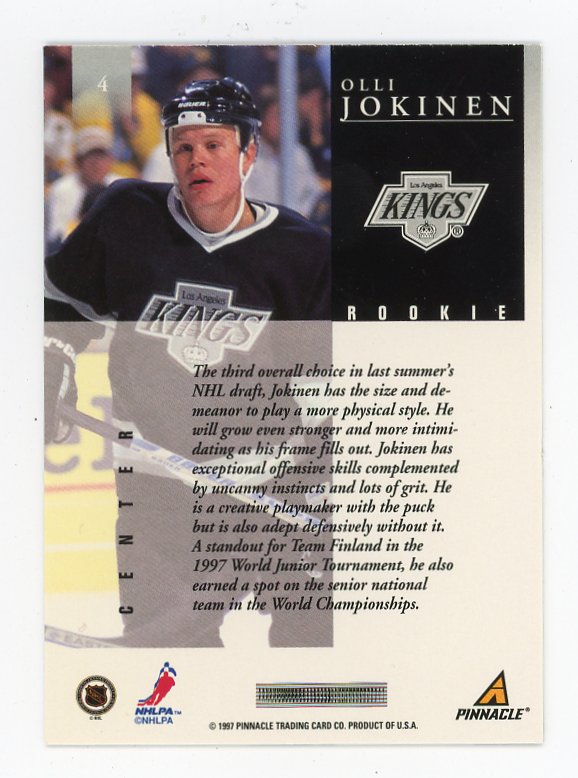 1997 Olli Jokinen Rookie Pinnacle Los Angeles Kings # 4
