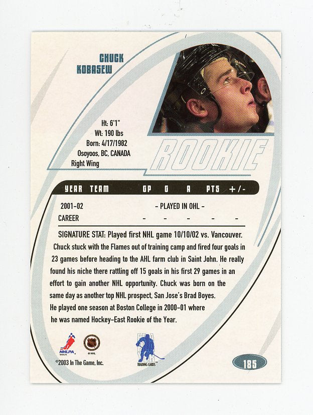 2003 Chuck Kobasew Signature Rookie In The Game Calgary Flames # 185