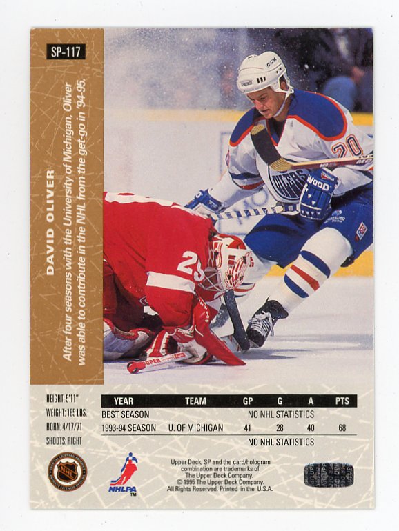 1994-1995 David Oliver SP Upper Deck Edmonton Oilers # SP-117
