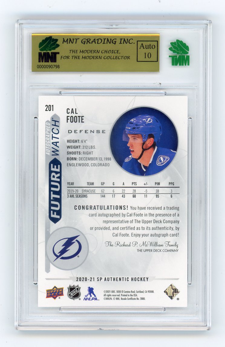 2020-2021 Cal Foote Future Watch SP Authentic Tampa Bay Lightning # 201