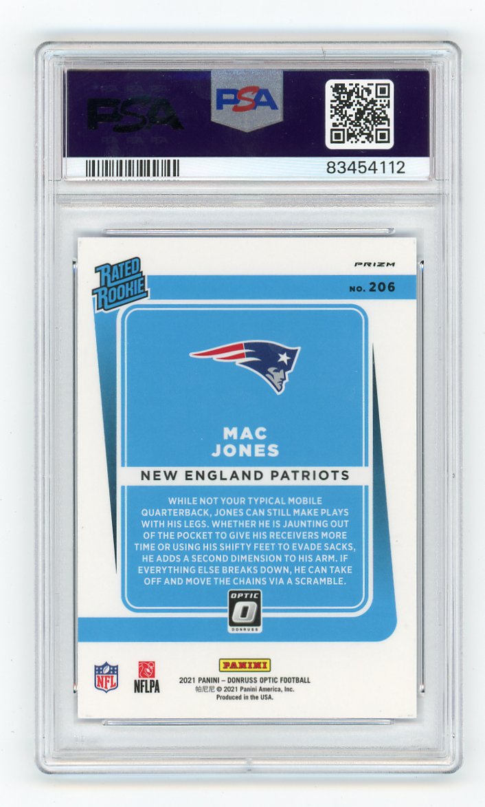 2021 Mac Jones Rookie Blue Hyper Donruss Optic New England Patriots # 206