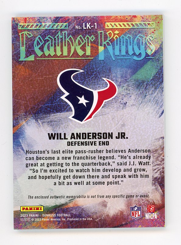 2023 Will Anderson JR Leather Kings #D /399 Donruss Houston Texans # LK-1
