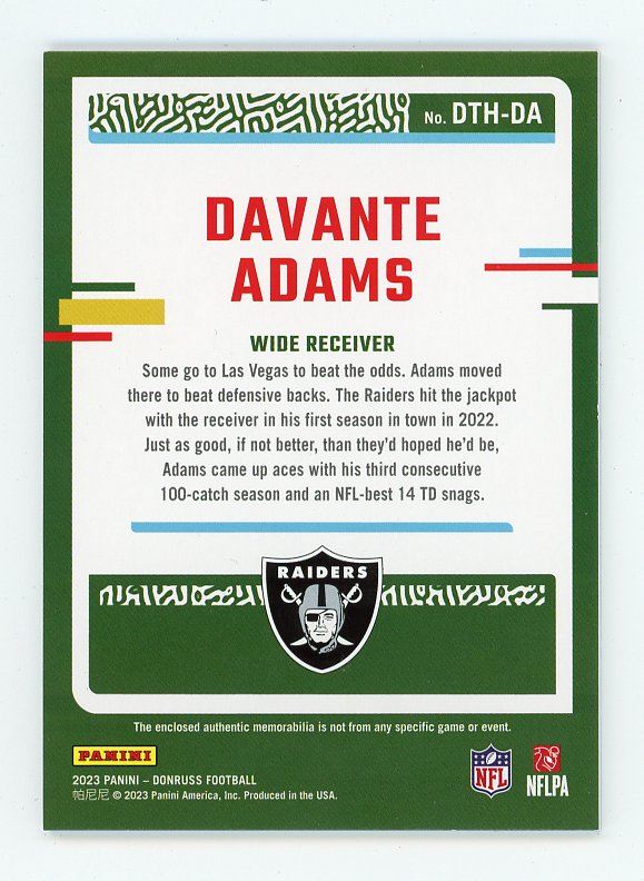 2023 Davante Adams Patch Donruss Threads Las Vegas Raiders # DTH-DA