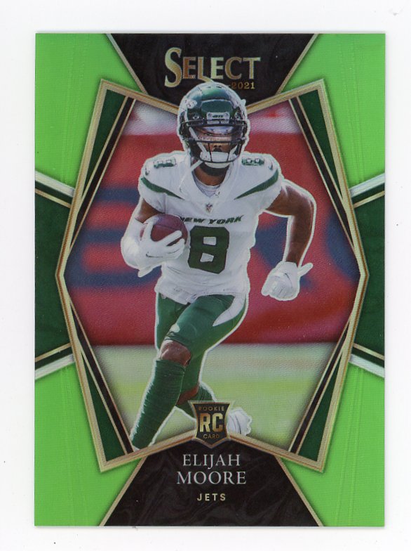2021 Elijah Moore Rookie Neon Green #D /49 Select New York Jets # 156