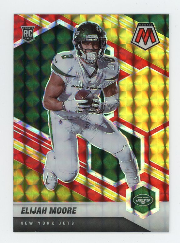 2021 Elijah Moore Rookie Fusion Red & Yellow #D /80 Mosaic New York Jets # 316