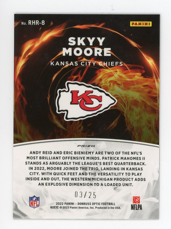 2022 Skyy Moore Red Hot Rookies #D /25 Donruss Optic Kansas City Chiefs # RHR-8