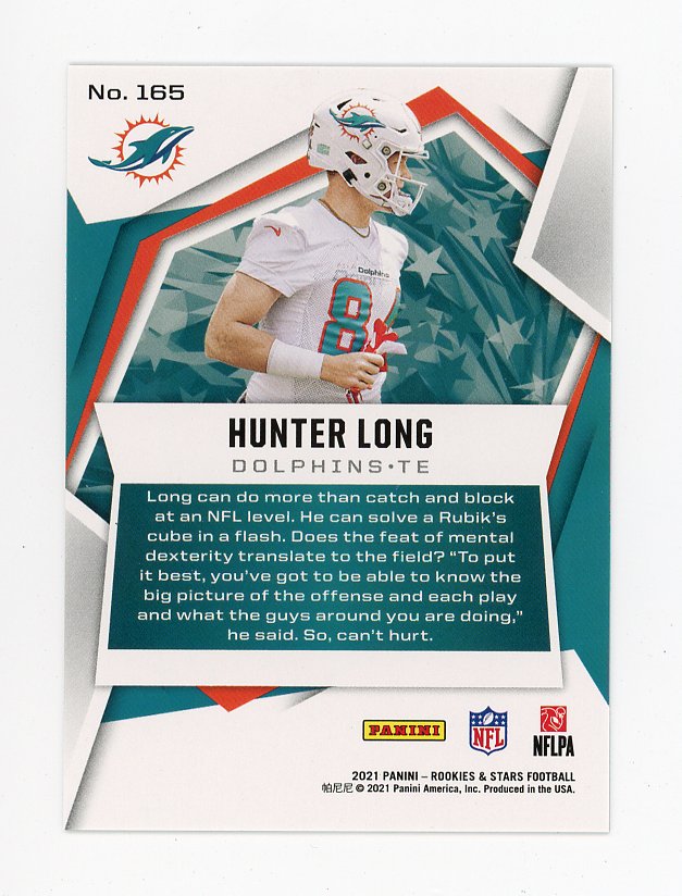 2021 Hunter Long Rookie #D /10 Panini Miami Dolphins # 165