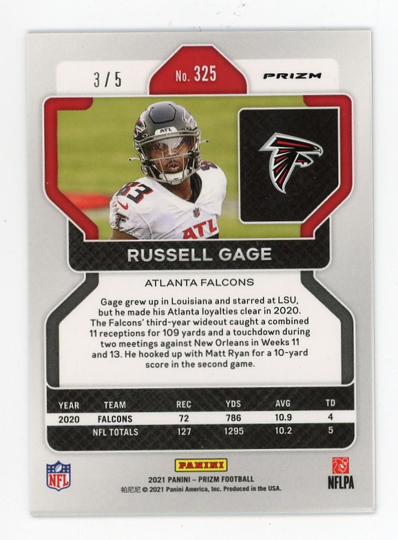2021 Russell Gage Green Prizm #D /5 Panini Atlanta Falcons # 325