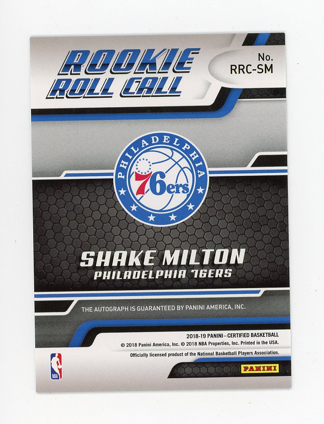 2018-2019 Shake Milton Rookie Roll Call Auto Certified Philadelphia 76ers # RRC-SM