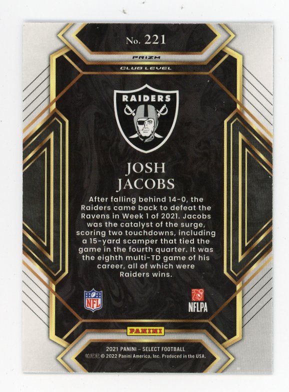 2021 Josh Jacobs Silver Disco Select Las Vegas Raiders # 221