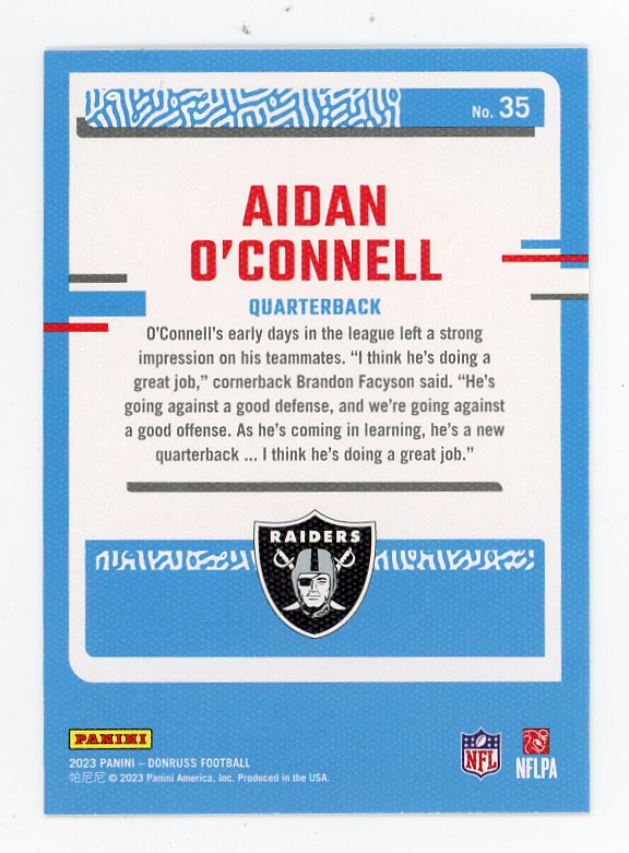 2023 Aidan O'Connell Rated Rookie Portrait Donruss Las Vegas Raiders # 35