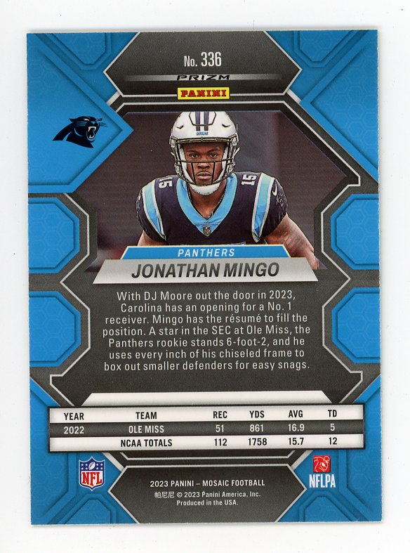 2023 Jonathan Mingo Rookie Reactive Yellow Mosaic Carolina Panthers # 336