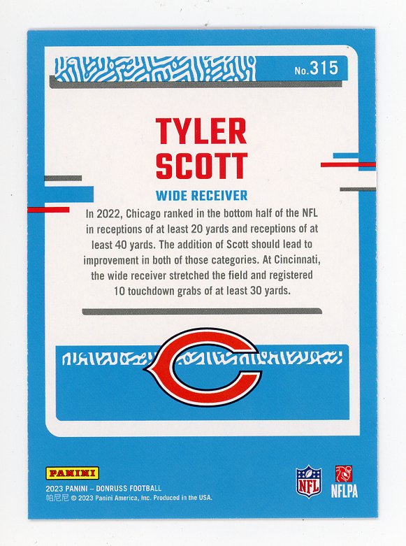 2023 Tyler Scott Rated Rookie Red Donruss Chicago Bears # 315