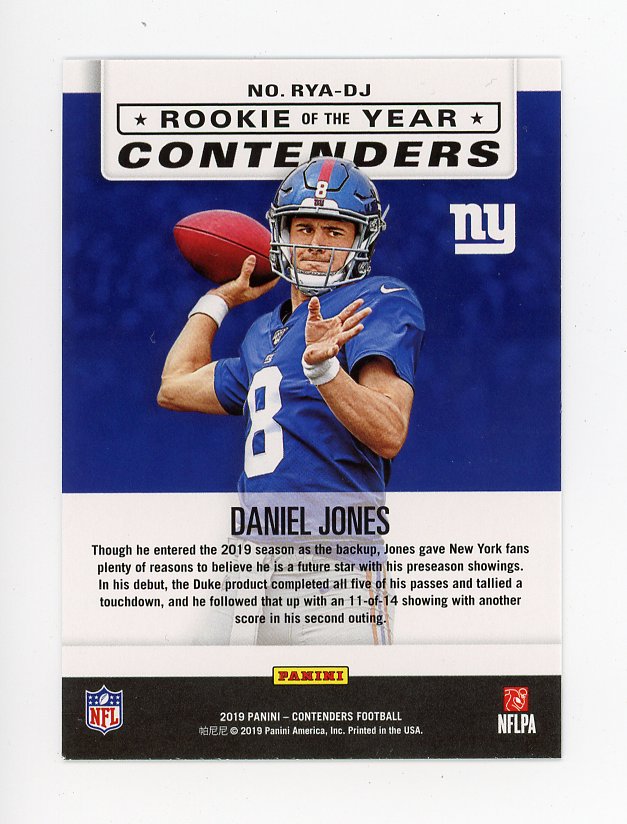 2019 Daniel Jones Rookie Of The Year Contenders New York Giants # RYA-DJ