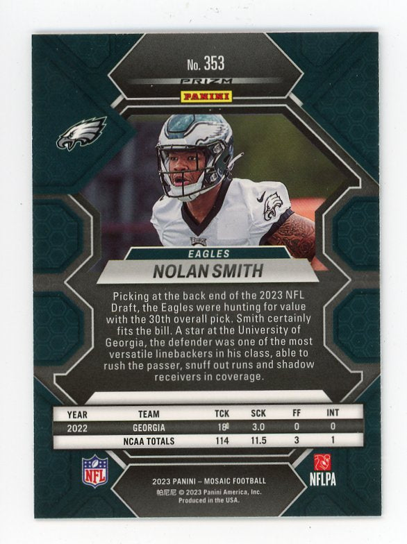 2023 Nolan Smith Rookie Disco Prizm Mosaic Philadelphia Eagles # 353