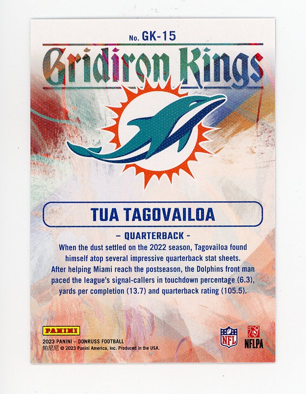 2023 Tua Tagovailoa Grid Iron Kings Donruss Miami Dolphins # GK-15