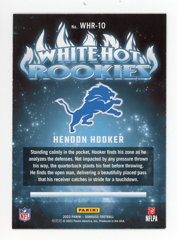 2023 Hendon Hooker White Hot Rookies Donruss Detroit Lions # WHR-10