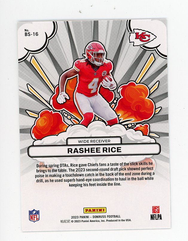 2023 Rashee Rice Bomb Squad Donruss Kansas City Chiefs # BS-16