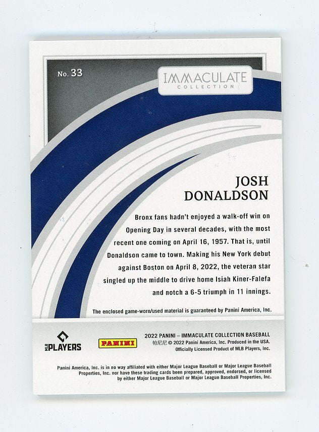 2022 Josh Donaldson #D /99 Immaculate New York Yankees #33
