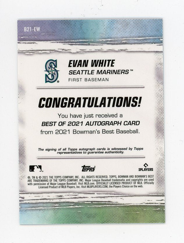 2021 Evan White Rookie Auto Bowman Best Seattle Mariners # B21-EW