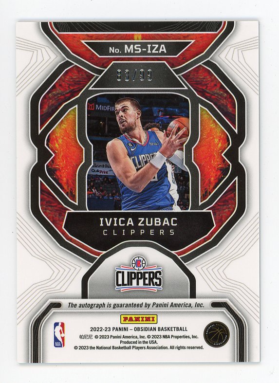 2022-2023 Ivica Zubac Magmatic Signatures #D /99 Obsidian Los Angeles Clippers # MS-IZA