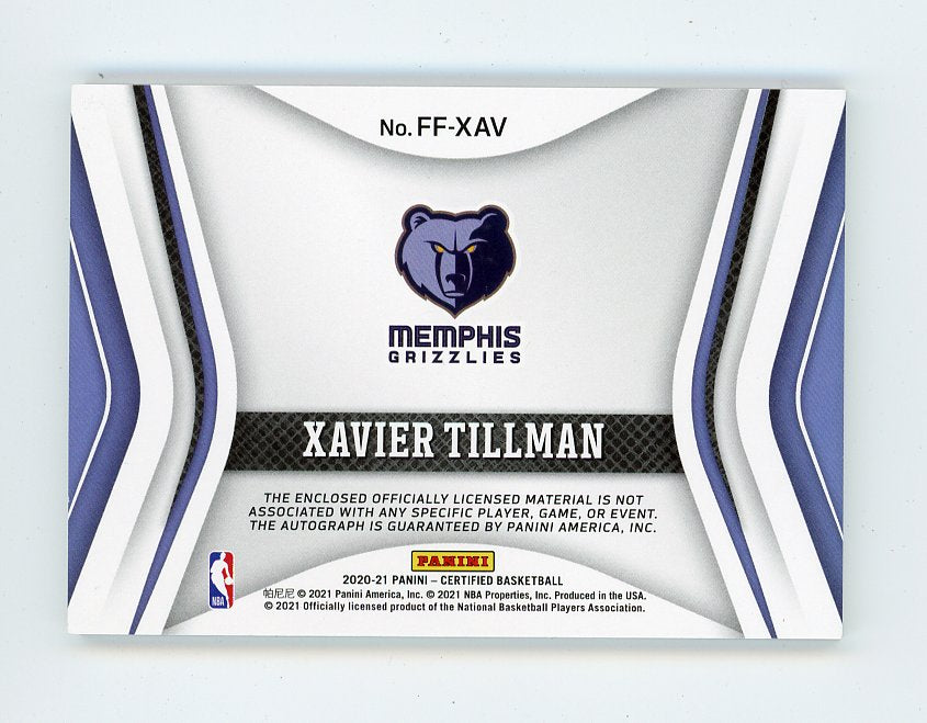 2020-2021 Xavier Tillman Freshman Fabric #D /99 Certified Memphis Grizzlies # FF-XAV