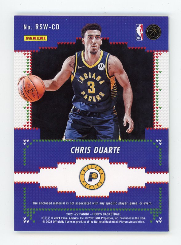 2021-2022 Chris Duarte Rookie Sweaters NBA Hoops Indiana Pacers # RSW-CD