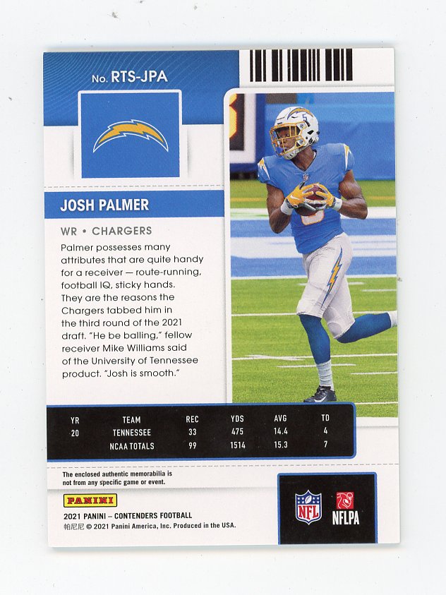 2021 Josh Palmer Rookie Ticket Contenders Los Angeles Chargers # RTS-JPA
