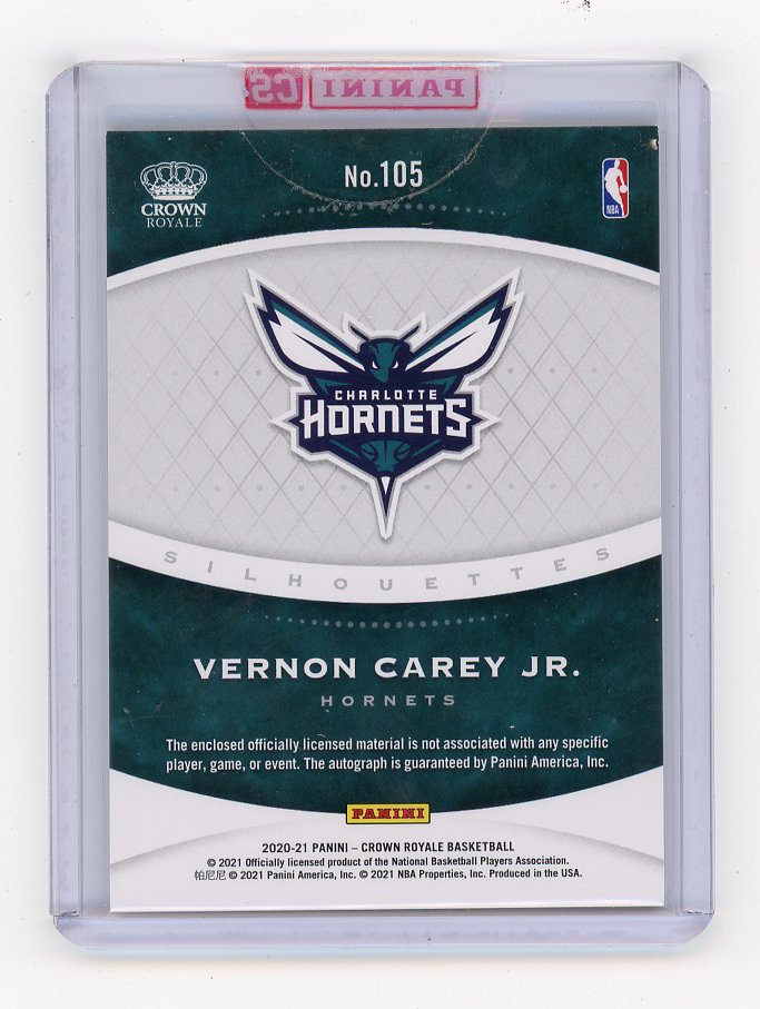2020-2021 Vernon Carey JR Silhouettes Auto #D /199 Crown Royale Charlotte Hornets # 105