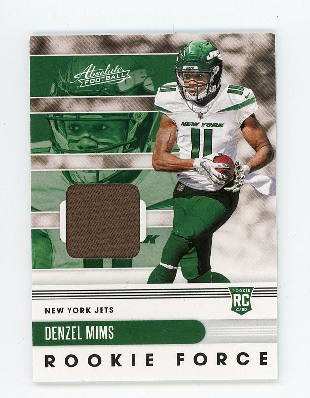 2020 Denzel Mims Rookie Force Patch Absolute New York Jets # 23