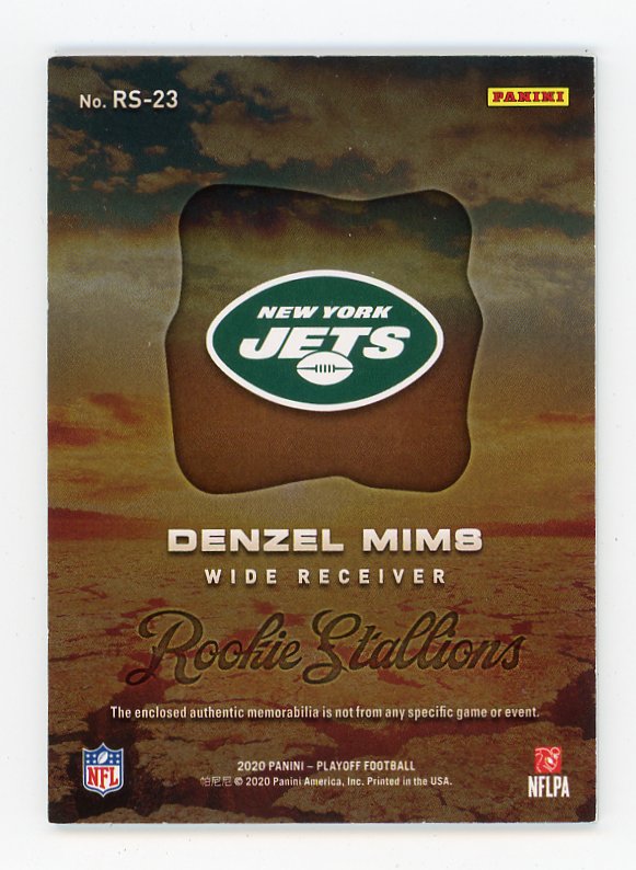 2020 Denzel Mims Rookie Patch Stallions Playoff New York Jets # RS-23