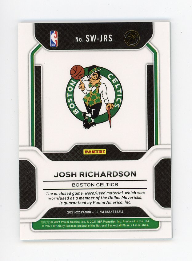2021-2022 Josh Richardson Sensational Swatches Panini Boston Celtics # SW-JRS