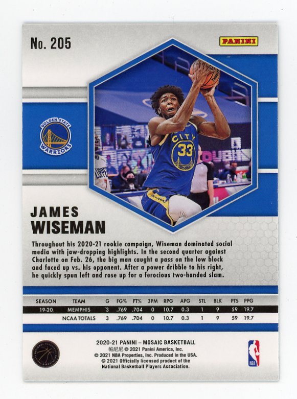 2020-2021 James Wiseman Rookie Mosaic Golden State Warriors # 205