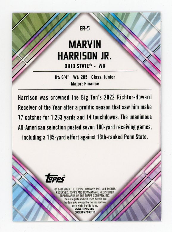 2023 Marvin Harrison JR Early Risers Prizm Bowman Chrome Ohio State # ER-5