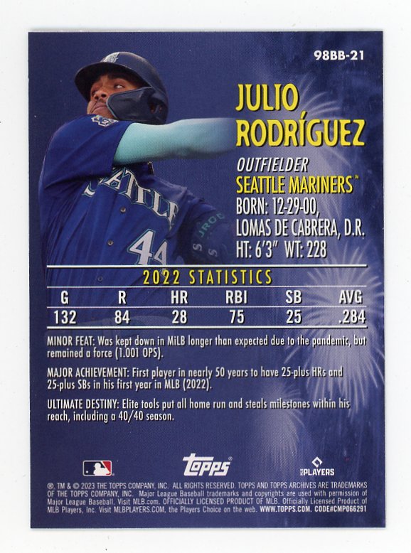 2023 Julio Rodriguez Baby Boomers Refractor Seattle Mariners # 98BB-21
