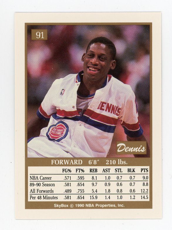 1990 Dennis Rodman Skybox Detroit Pistons # 91