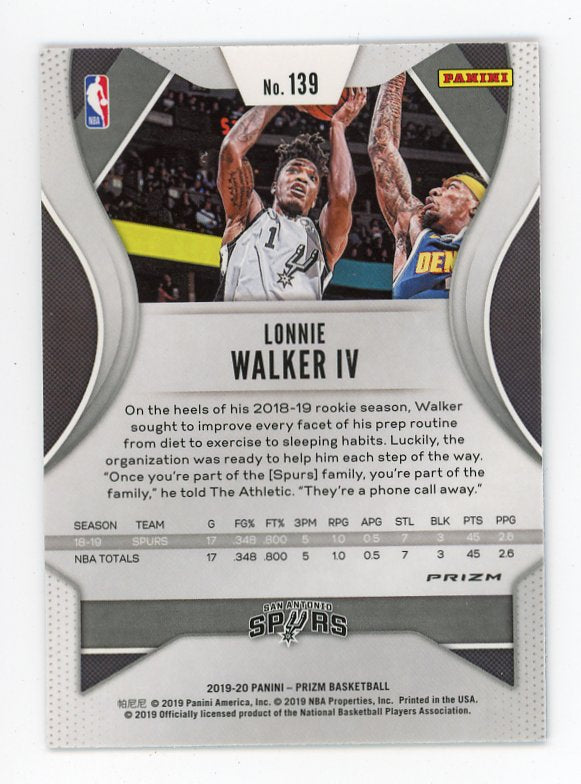 2019-2020 Lonnie Walker IV Red White Blue Prizm Panini San Antonio Spurs # 139