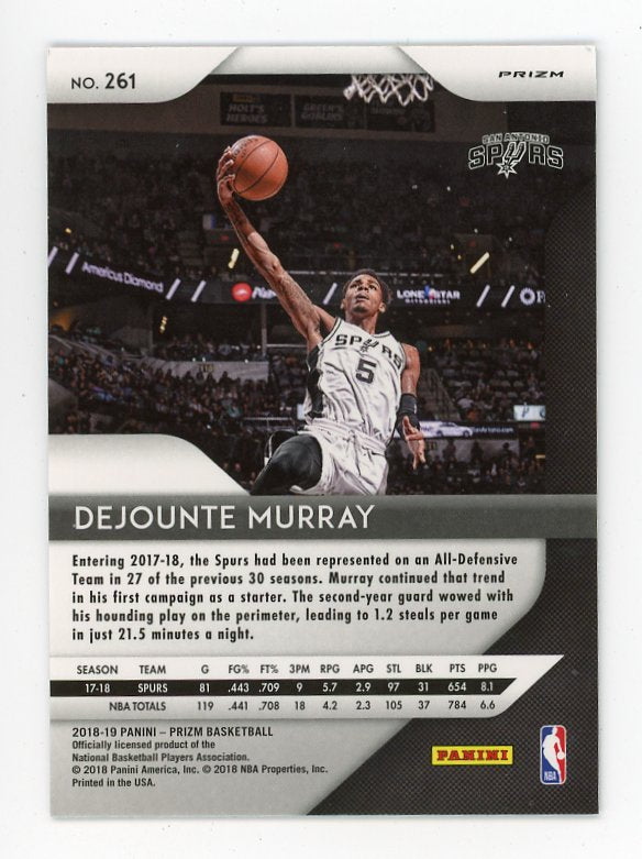 2018-2019 Dejounte Murray Silver Prizm Panini San Antonio Spurs # 261
