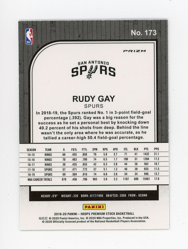 2019-2020 Rudy Gay Silver Flash Premium Stock San Antonio Spurs # 173