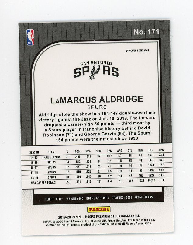 2019-2020 Lamarcus Aldridge Silver Flash Premium Stock San Antonio Spurs # 171