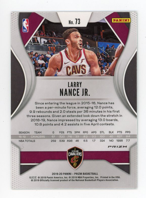 2019-2020 Larry Nance JR Green Prizm Panini Cleveland Cavaliers # 73