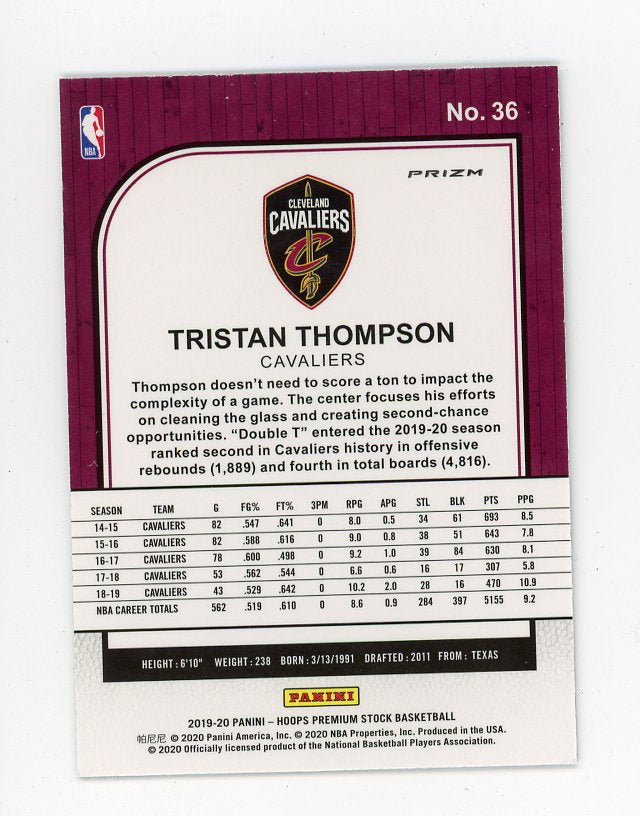 2019-2020 Tristan Thompson Silver Flash Premium Stock Cleveland Cavaliers # 36