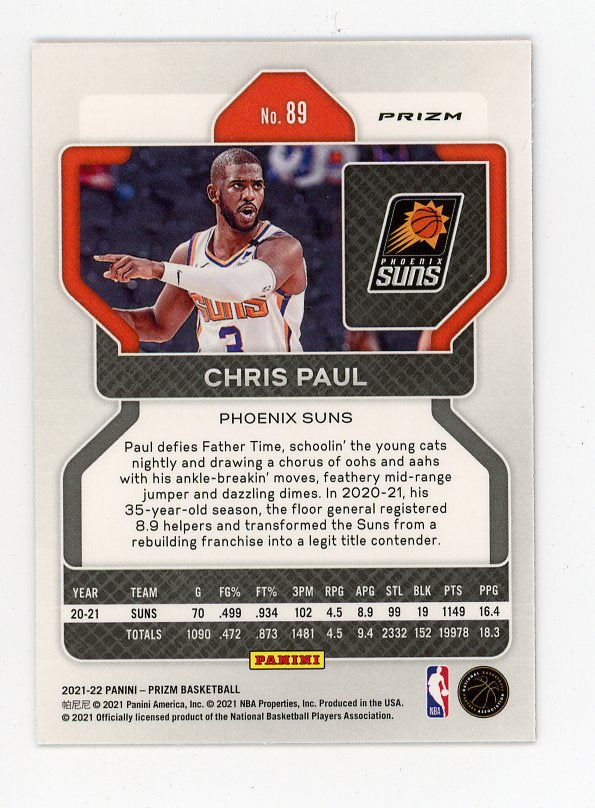 2021-2022 Chris Paul Red Cracked Ice Prizm Panini Phoenix Suns # 89