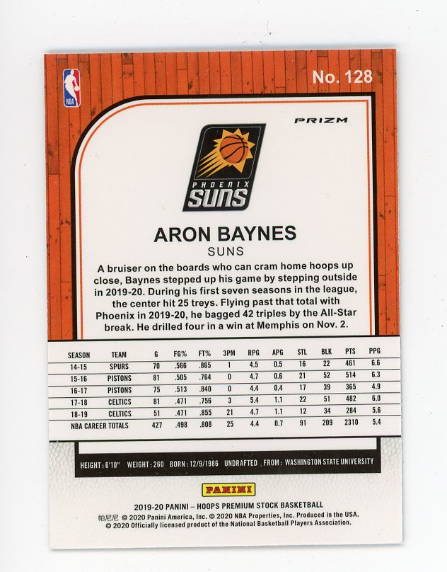 2019-2020 Aron Baynes Silver Flash Premium Stock Phoenix Suns # 128