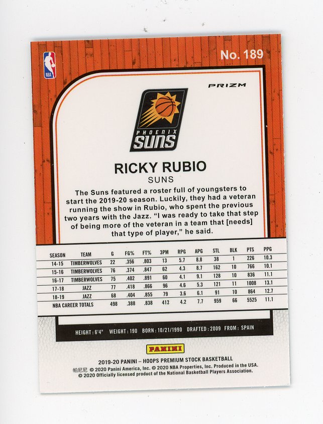 2019-2020 Ricky Rubio Silver Flash Premium Stock Phoenix Suns # 189