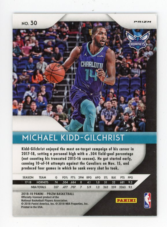 2018-2019 Michael Kidd-Gilchrist Prizm Panini Charlotte Hornets # 30