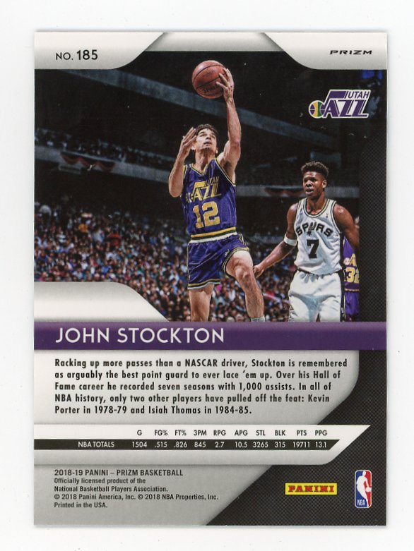 2018-2019 John Stockton Red White Blue Prizm Panini Utah Jazz # 185